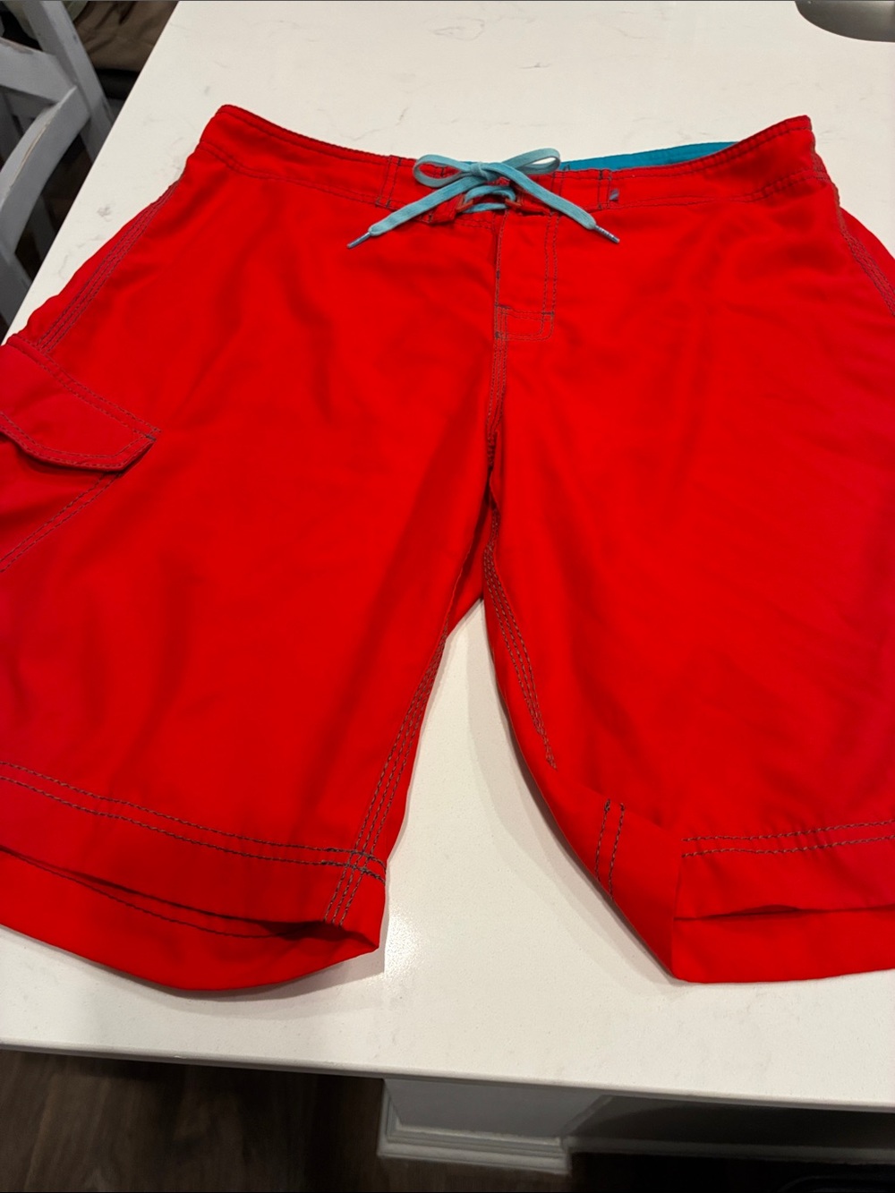 Billabong Red Boardshorts with Teal Drawstring